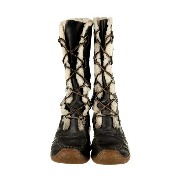 Sorel 8 Chugalug Tall Leather $240 Waterproof Winter Boots Shearling Fur Black - Picture 3 of 6